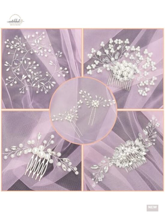 36-Piece Silver Pearl Rhinestone Hair Pins Set for Bridal Bridesmaid Women